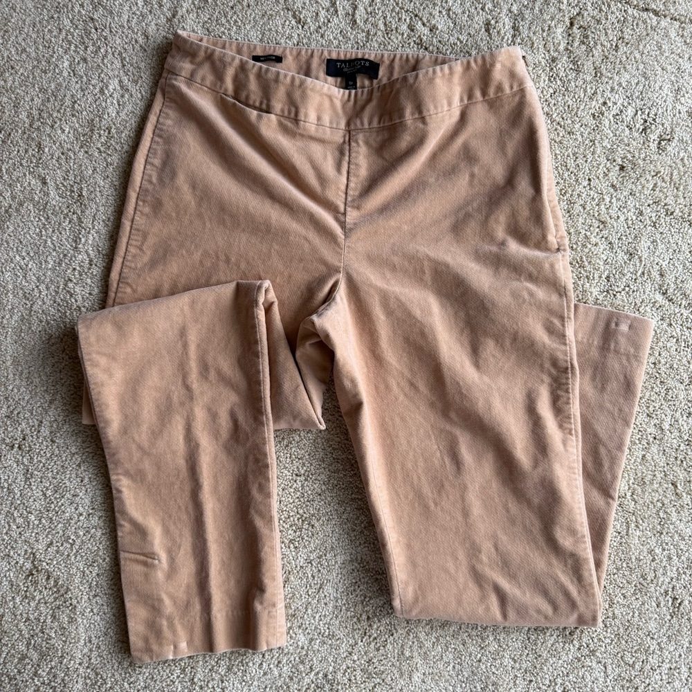 Talbots Heritage Petites Velvet Pants Size 8P Brown Straight Leg